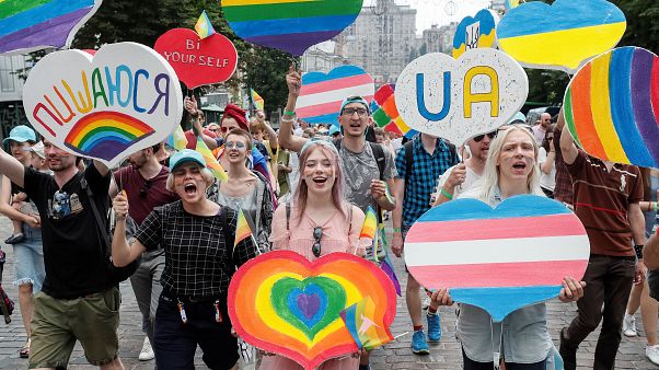 Participants take part at the Equality March, organized by the LGBT community in Kiev Participants take part at the Equality March, organized by the LGBT community in Kiev