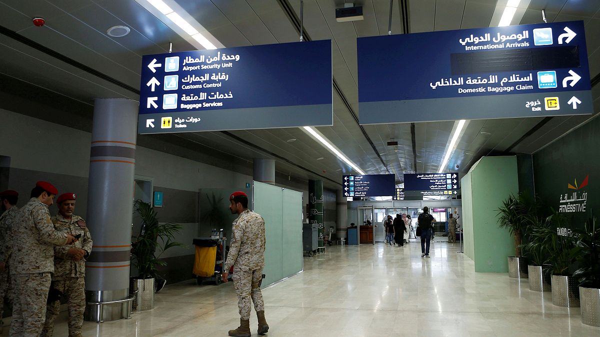 FILE PHOTO: Saudi security officers are seen at Saudi Arabia's Abha airport