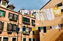 Clothes hanging to dry