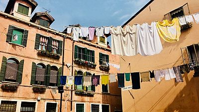 Clothes hanging to dry