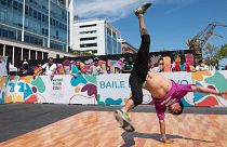 Démonstration de breaking lors des Jeux olympiques de la jeunesse à Buenos Aires, le 10 octobre 2018