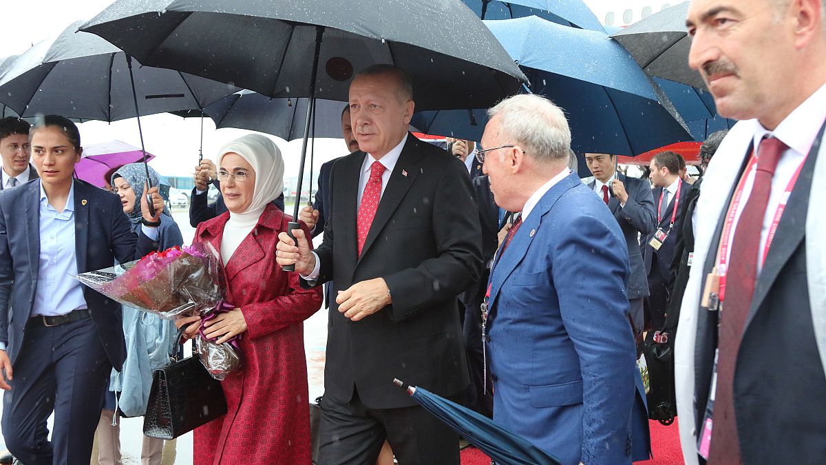 Il Presidente turco Recep Tayyp Erdogan con la moglie Emine. 