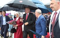 Il Presidente turco Recep Tayyp Erdogan con la moglie Emine.