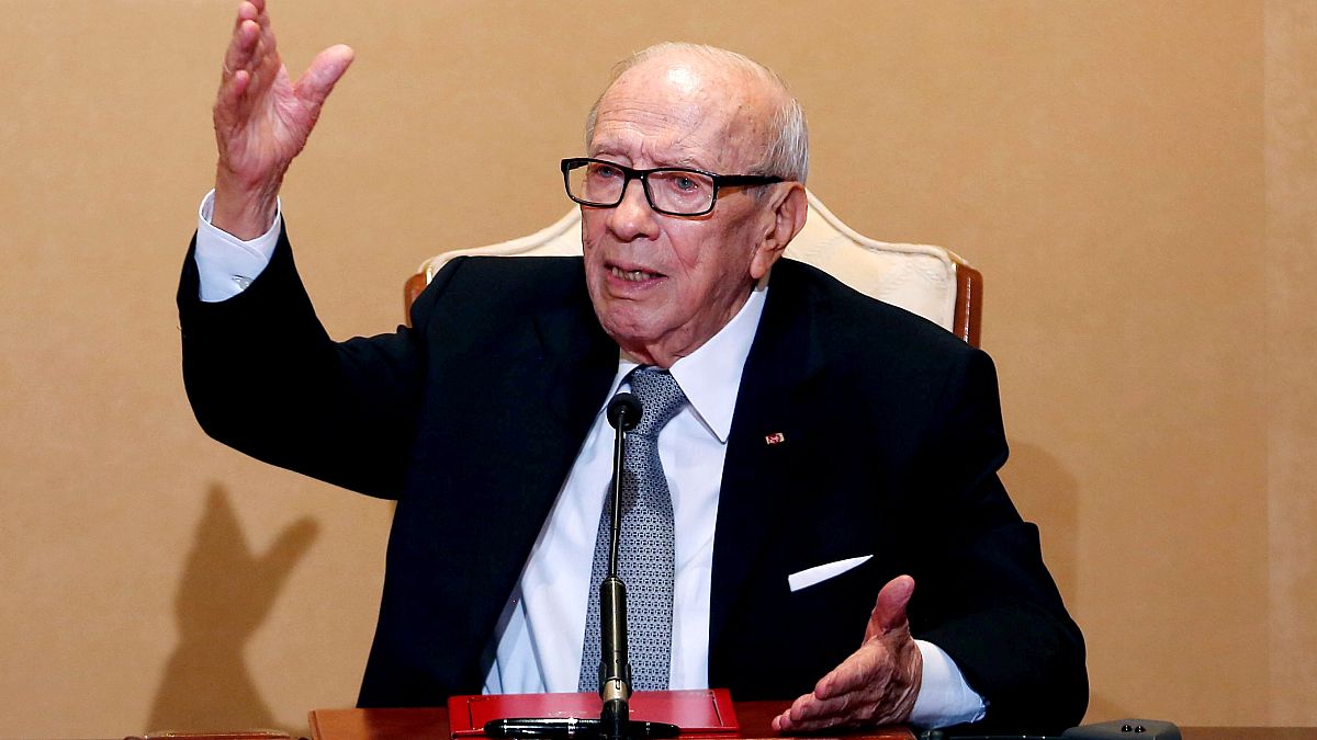 FILE PHOTO: Tunisian President Beji Caid Essebsi holds a news conference at the Carthage Palace in Tunis