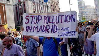 Protesto em defesa de uma Madrid menos poluída
