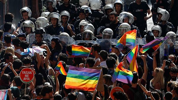 Activists march for Pride in Turkey before being dispersed by police Activists march for Pride in Turkey before being dispersed by police