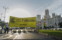 Protesta a favor de Madrid Central en calle Alcalá.