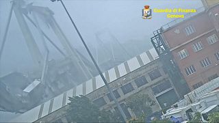 Previously unseen footage shows moment of Genoa bridge collapse