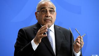 رئيس وزراء العراق عادل عبد المهدي يتحدث خلال مؤتمر صحفي في برلين يوم 30 ابريل نيسان 2019