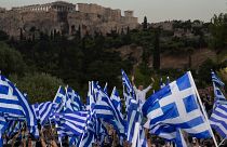 Main opposition New Democracy conservative party leader Kyriakos Mitsotakis waves to supporters during a pre-election rally in Athens, Greece, July 4, 2019.