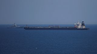 Oil supertanker Grace 1 sits anchored in waters of the British overseas territory of Gibraltar 