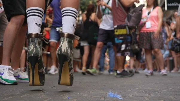 Watch: Spain struts in the annual high heels race Watch: Spain struts in the annual high heels race