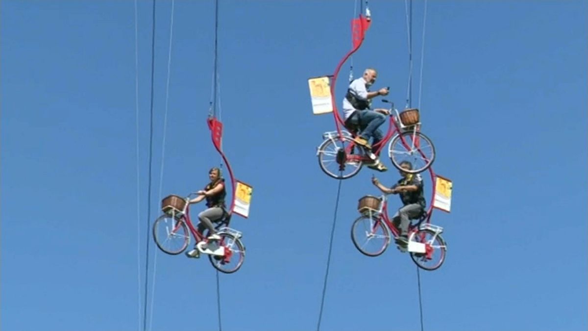 Watch: Flying bicycles spotted in Brussels as Tour de France fever takes hold