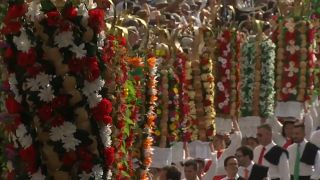 Blooming marvellous: Flower-decorated trays light up Portugal festival