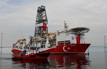 FILE PHOTO: Turkish drilling vessel Yavuz sets sail in Izmit Bay, on its way to the Mediterranean Sea, off the port of Dilovasi, Turkey, June 20, 2019.