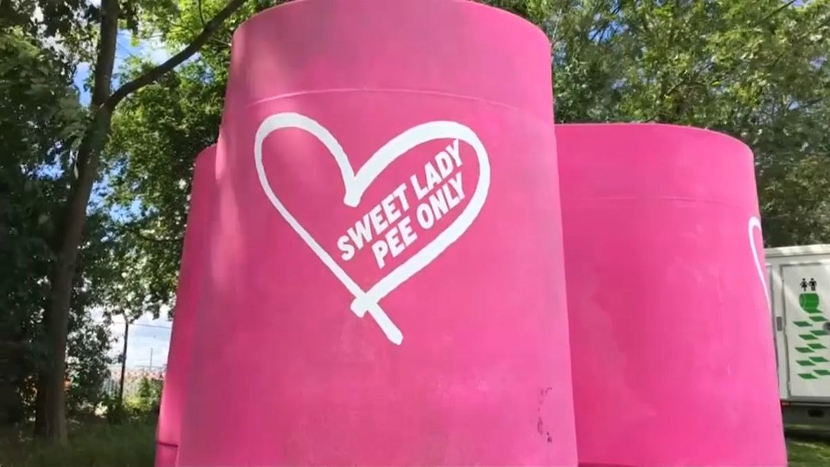 Statt Schlange stehen: Das rosarote Festival-Urinal für Frauen