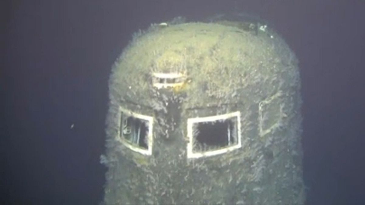 A Komszomolec tengeralattjáró maradványai 1658 m-es mélységben