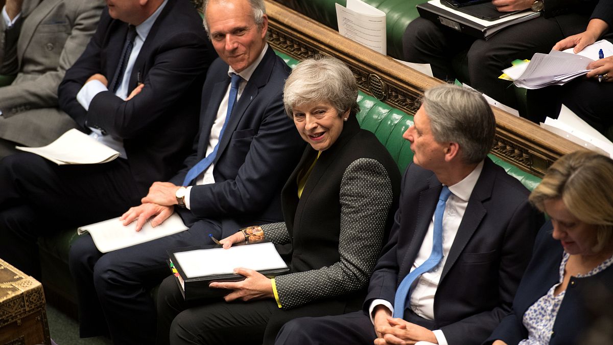 Britain's Prime Minister Theresa May in parliament on July 3, 2019.
