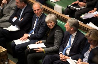 Britain's Prime Minister Theresa May in parliament on July 3, 2019.