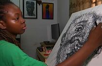 Nigerian artist transforms scribbles into creative artwork