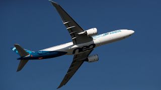 An Airbus A330neo aircraft at the International Paris Air Show, France on June 17, 2019. 