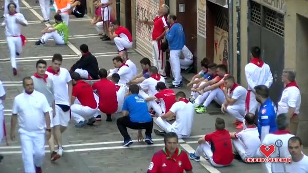 Varios Mozos protestan por la falta de emoción en los encierros Varios Mozos protestan por la falta de emoción en los encierros