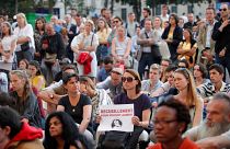 Vincent Lambert-ért demonstrálók Párizsban 2019. július 10-én