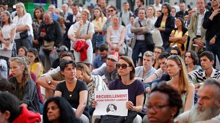 Vincent Lambert-ért demonstrálók Párizsban 2019. július 10-én