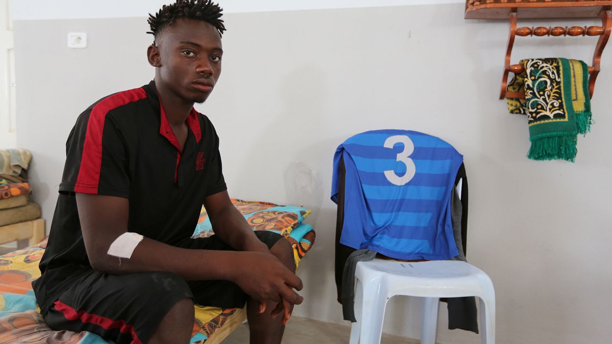 An African migrant who, a government source and the Tunisian Red Crescent said, was rescued off the coast of Tunisia, in Zarzis on July 4, 2019.