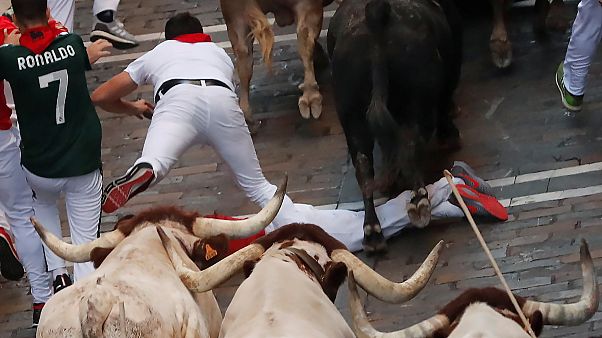 Cinco heridos en el sexto encierro de los Sanfermines Cinco heridos en el sexto encierro de los Sanfermines