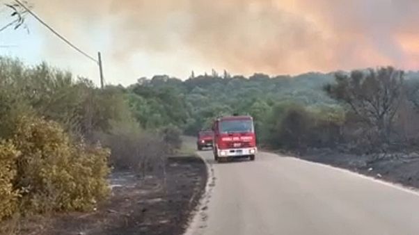 Bombeiros combatem chamas na Sardenha Bombeiros combatem chamas na Sardenha