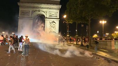 Football fans in Paris after Algeria's win in the Africa Cup of Nations semi-final