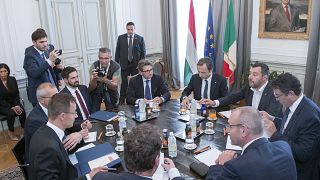Matteo Salvini olasz belügyminiszter és a magyar külgazdasági delegáció tárgyalása Triesztben 2019. július 5-én
