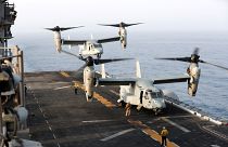 مروحيات أوسبري على متن المدمرة الأميركية يو إس إس بوكسر