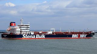 ناقلة النفط ستينا إمبيرو التي ترفع العلم البريطاني واحتجزتها إيران في ميناء بندر عباس. تموز 2019
