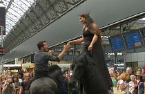 Dos caballos se buscan en la Estación del Este de París