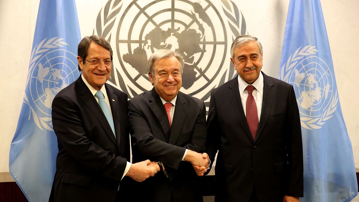 Nikos Anastasiadis, Antonio Guterres ve Mustafa Akıncı