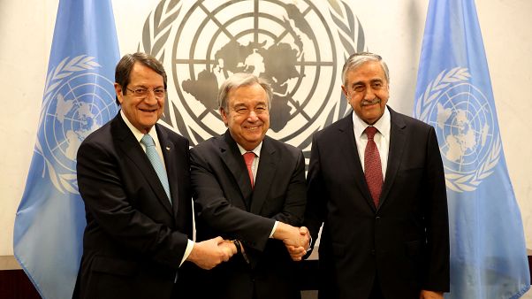 Nikos Anastasiadis, Antonio Guterres ve Mustafa Akıncı Nikos Anastasiadis, Antonio Guterres ve Mustafa Akıncı