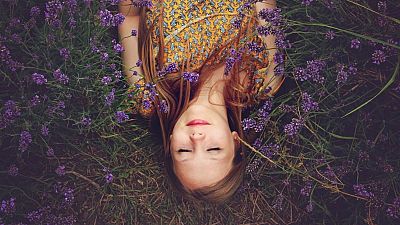 Women lying in flowers Women lying in flowers