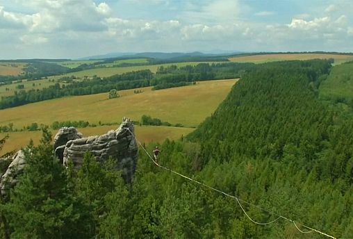 Watch: Slacklining festival sees thrill seekers walk the line