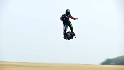 French inventor Franky Zapata shows off jet-powered flyboard  before bid to cross English Channel