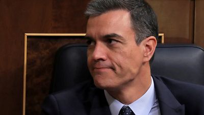 Spain's acting Prime Minister Pedro Sanchez reacts during the second day of the investiture debate at the Parliament in Madrid, Spain, July 23, 2019