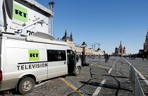 Kızıl Meydan'da yayın yapan Russia Today'e ait canlı yayın aracı / Moskova