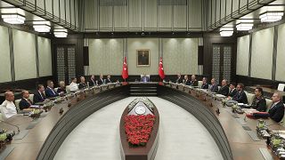 Milli Güvenlik Kurulu, Türkiye Cumhurbaşkanı Recep Tayyip Erdoğan başkanlığında Cumhurbaşkanlığı Külliyesi'nde toplandı.