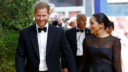 Britain's Prince Harry and Meghan, Duchess of Sussex attend the European premiere of "The Lion King" in London