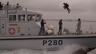 Watch: British inventor tests jetpack suit over open water