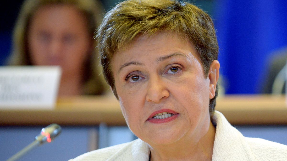 كريستينا جورجيفا من بلغاريا في برلمان الاتحاد الأوروبي في بروكسل