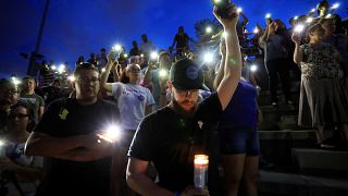 Mourners take part in a vigil at El Paso High School after a mass shooting at a Walmart store in El Paso. August 3, 2019.