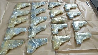 UK Border Force found 60 guns hidden in a car on Friday arriving at the port of Dover, August 2, 2019. 