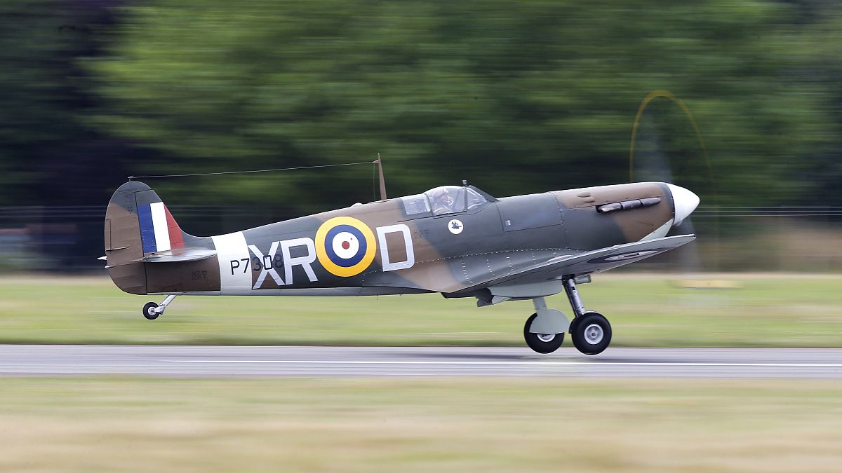 Watch again: British pilots take off in restored Spitfire for a tour around the globe